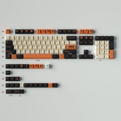 Carbon GMK 104+25 Full PBT Dye-subbed Keycaps Set for Cherry MX Mechanical Gaming Keyboard 64/87/98 Beige / Black